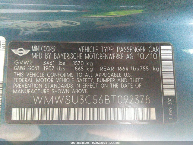 2011 MINI COOPER WMWSU3C56BT092378 Photo 8