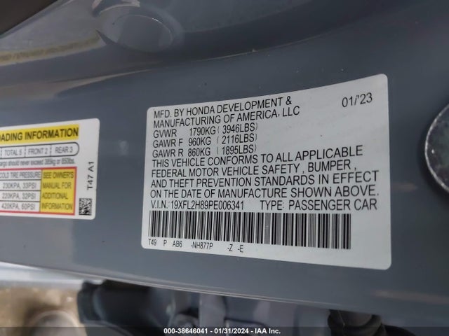 Honda Civic Sport 2023 19XFL2H89PE006341 Image 9