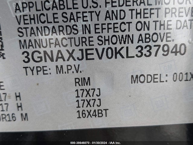 Chevrolet EQUINOX LT 2019 3GNAXJEV0KL337940 Image 9