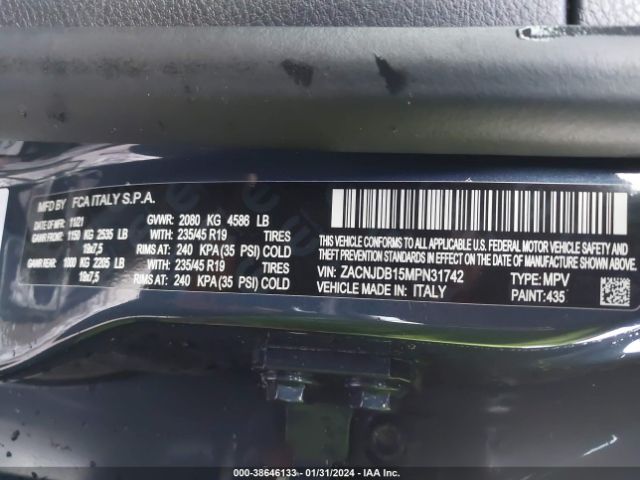 ZACNJDB15MPN31742 Jeep Renegade 80th Anniversary 4x4