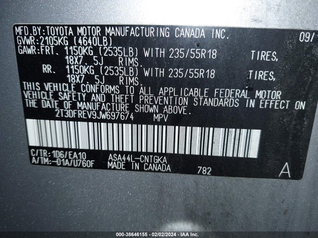 Toyota Rav4 Limited 2018 2T3DFREV9JW697674 Image 9
