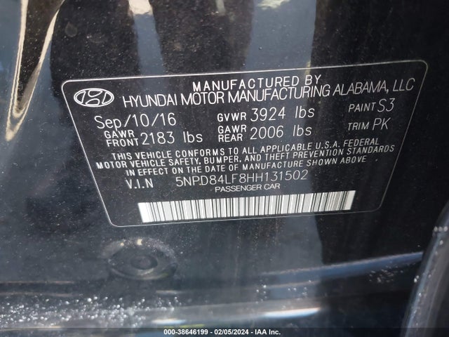 Hyundai ELANTRA SE 2017 5NPD84LF8HH131502 Image 9