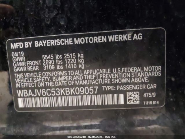 WBAJV6C53KBK09057 BMW 640i Gran Turismo Xdrive