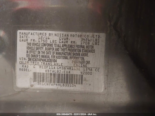 Nissan Versa 1.6 Sv 2017 3N1CN7AP4HL835104 Image 9