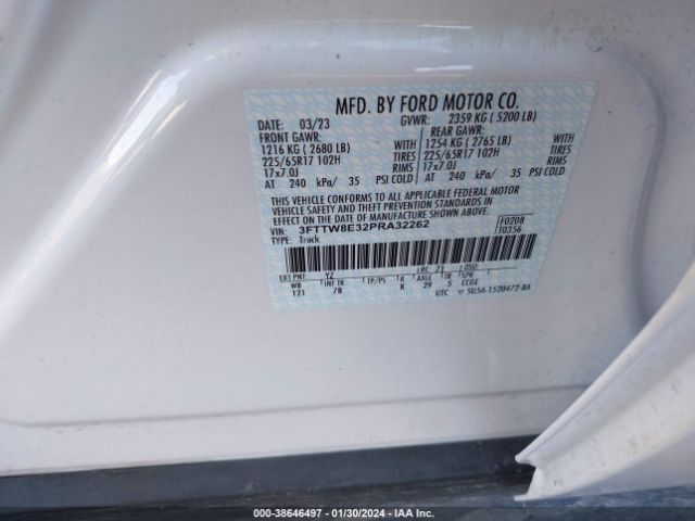 3FTTW8E32PRA32262 Ford Maverick Xlt