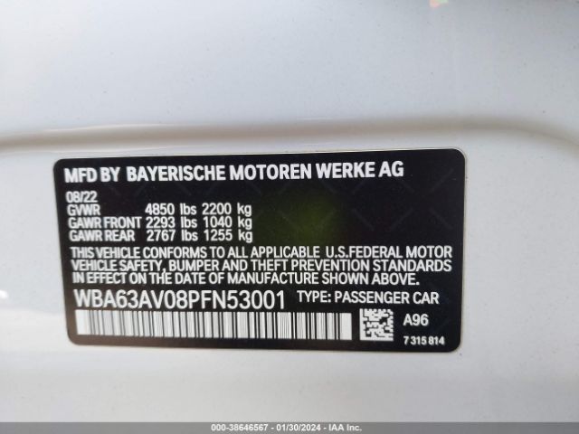 WBA63AV08PFN53001 BMW 430i Gran Coupe