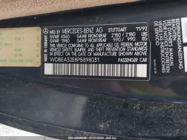 1993 MERCEDES-BENZ 300 WDBEA52E8PB898031 Photo 8