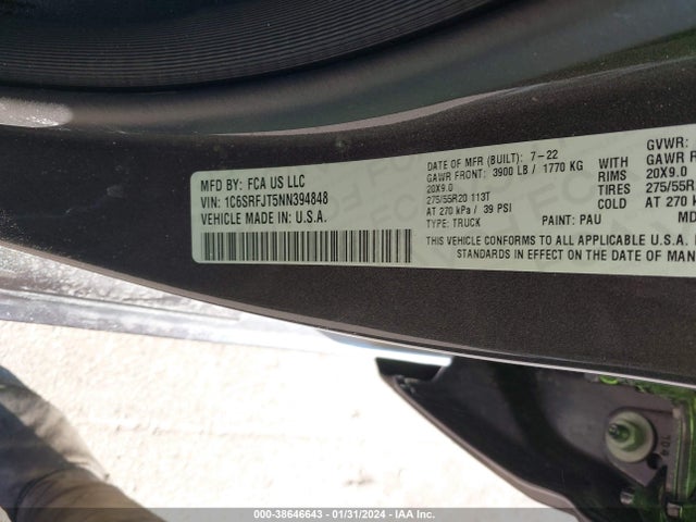 RAM 1500 Laramie  4x4 5'7 Box 2022 1C6SRFJT5NN394848 Image 9