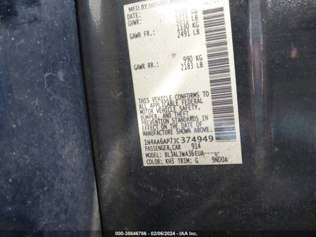 1N4AA6AP7JC374949 Nissan Maxima 3.5 Sv