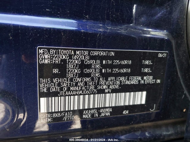 Toyota VENZA LE 2021 JTEAAAAH6MJ060775 Image 9