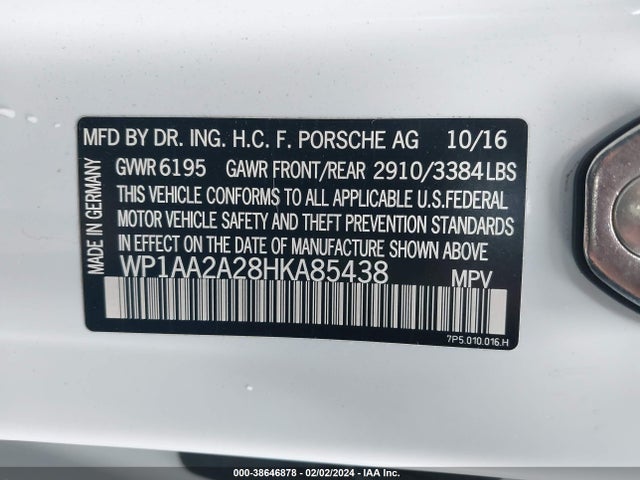 2017 PORSCHE CAYENNE WP1AA2A28HKA85438 Photo 8