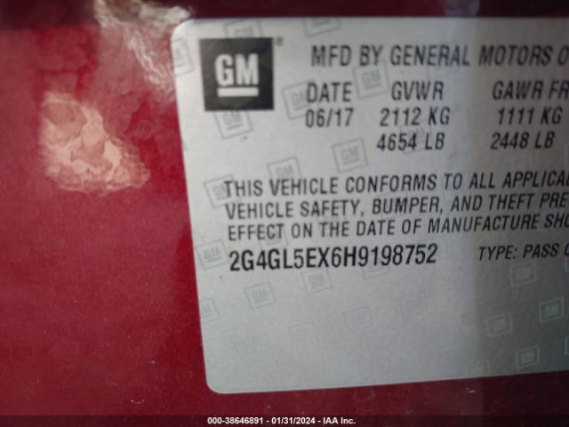 2G4GL5EX6H9198752 Buick Regal Turbo Sport Touring