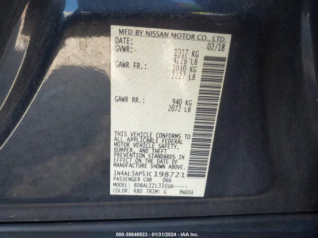 Nissan Altima 2.5 Sv 2018 1N4AL3AP5JC198721 Image 9