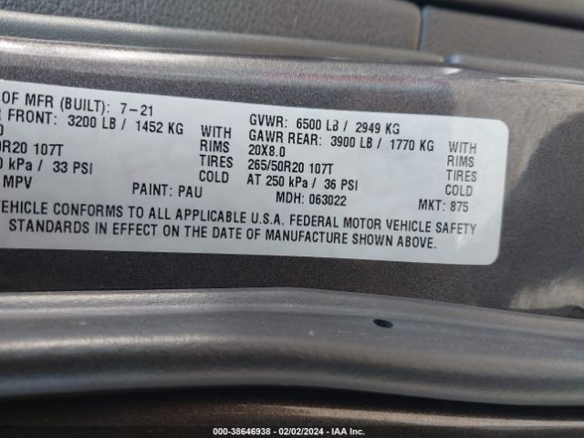 2021 DODGE DURANGO 1C4RDJDGXMC752690 Photo 8