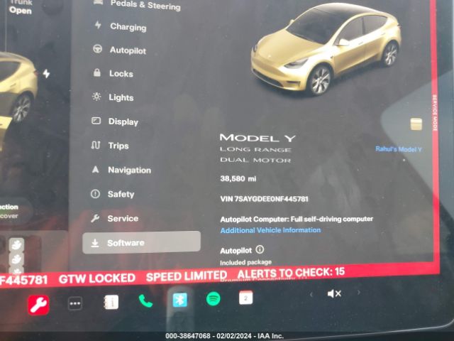 2022 TESLA MODEL Y 7SAYGDEE0NF445781 Photo 6