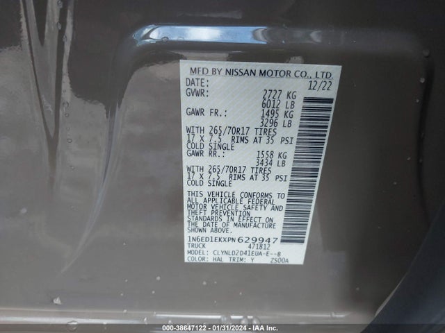 Nissan Frontier Pro-4x 4x4 2023 1N6ED1EKXPN629947 Image 9