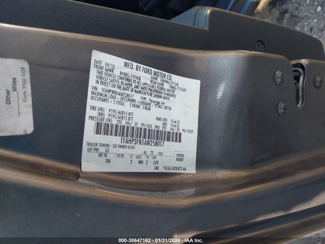 2010 FORD FOCUS SE VIN: 1FAHP3FN1AW258017