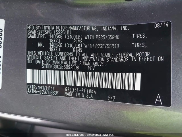 Toyota Sienna Xle 7 Passenger 2014 5TDDK3DC2ES092508 Image 9
