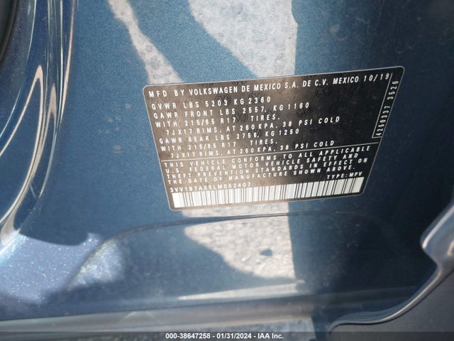 3VV1B7AX5LM052407 Volkswagen Tiguan 2.0t S