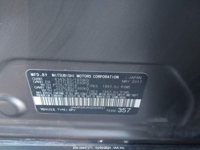 JA4AR3AUXHZ054601 Mitsubishi Outlander Sport 2.0 Es/2.0 Le