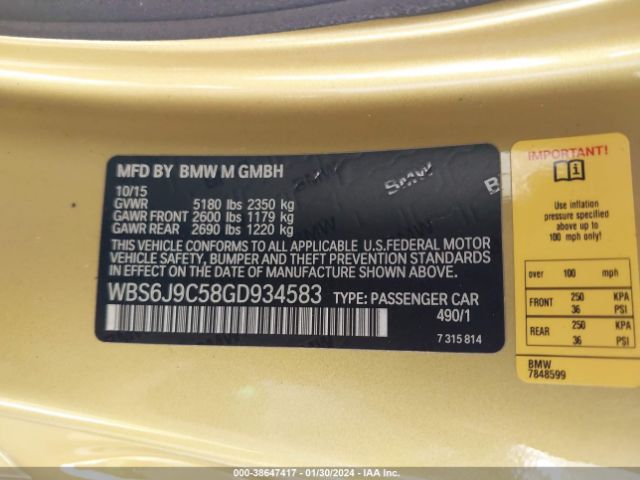 WBS6J9C58GD934583 BMW M6