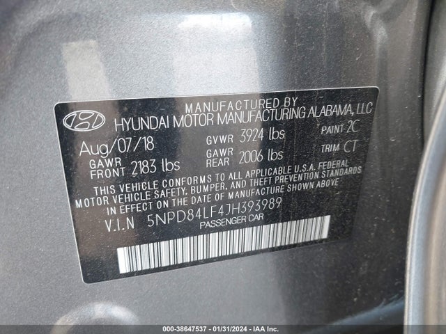 Hyundai ELANTRA SEL 2018 5NPD84LF4JH393989 Image 9