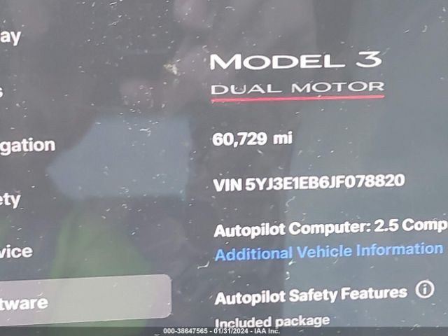 5YJ3E1EB6JF078820 Tesla Model 3 Long Range/performance