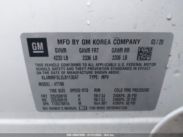 KL4MMFSL2LB113547 Buick Encore Gx Fwd Essence