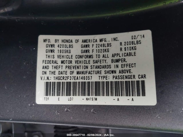 Honda ACCORD LX 2014 1HGCR2F37EA146057 Image 9