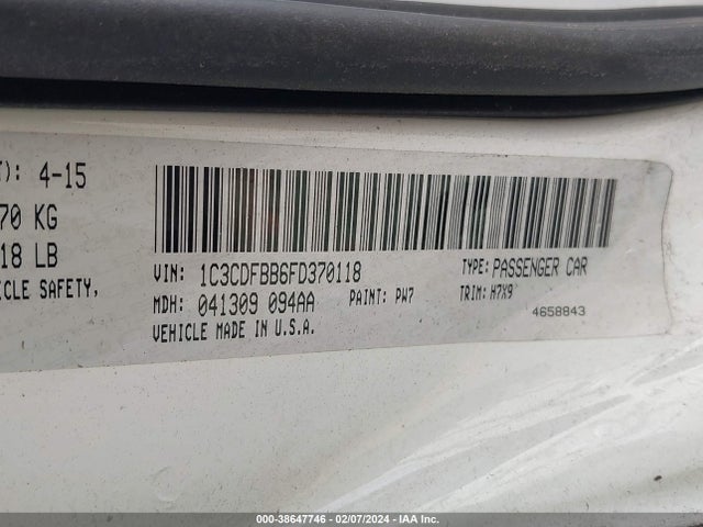 Dodge DART SXT 2015 1C3CDFBB6FD370118 Image 9