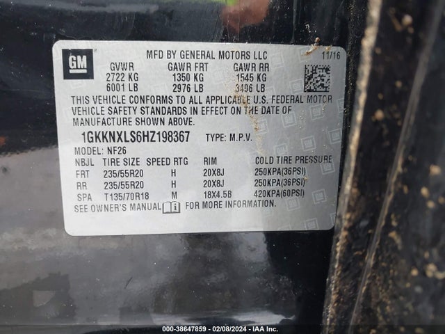 GMC Acadia Denali 2017 1GKKNXLS6HZ198367 Image 9