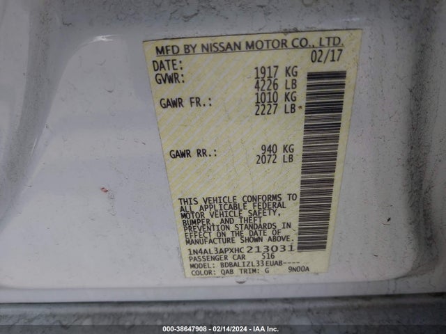 Nissan Altima 2.5 Sv 2017 1N4AL3APXHC213031 Image 9