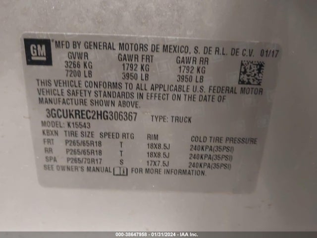 Chevrolet Silverado 1500 2lt 2017 3GCUKREC2HG306367 Image 9