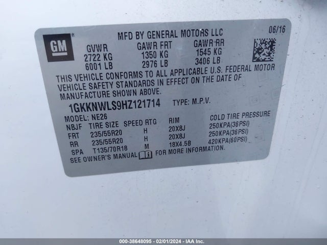 GMC Acadia Slt-2 2017 1GKKNWLS9HZ121714 Image 9