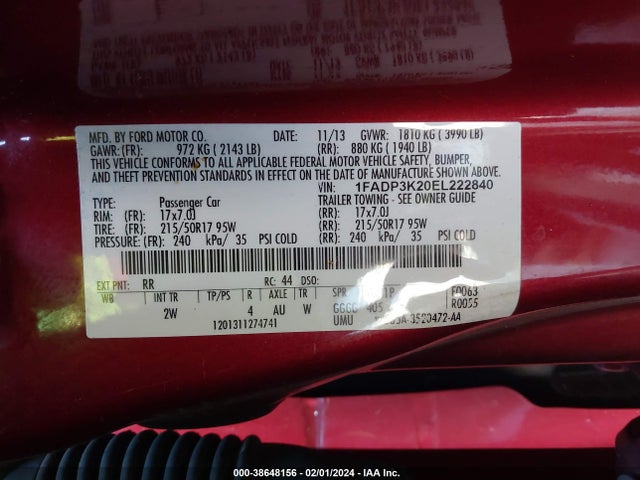 Ford FOCUS SE 2014 1FADP3K20EL222840 Image 9
