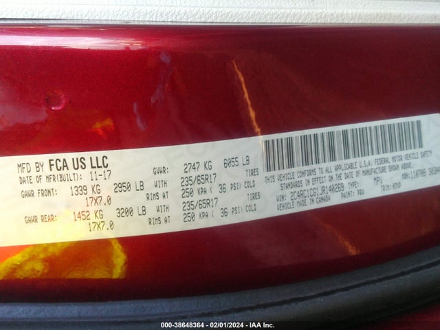 Chrysler Pacifica Lx 2018 2C4RC1CG1JR140269 Image 9