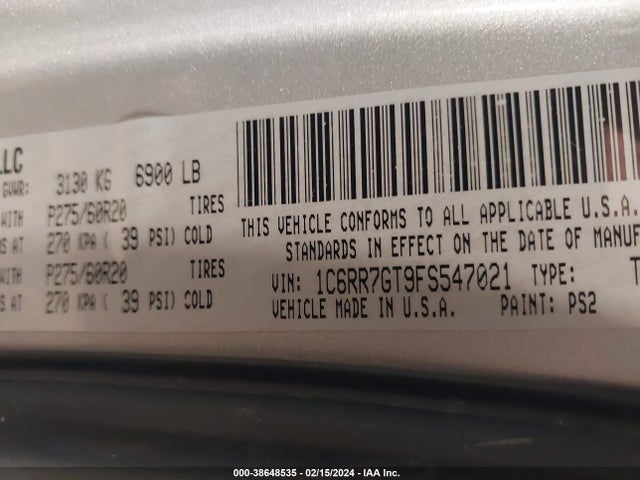 RAM 1500 Big Horn 2015 1C6RR7GT9FS547021 Image 9
