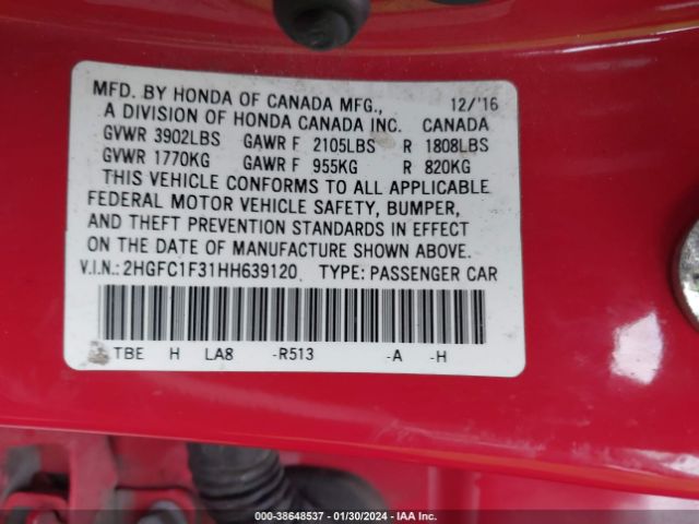 2HGFC1F31HH639120 Honda Civic Ex-t