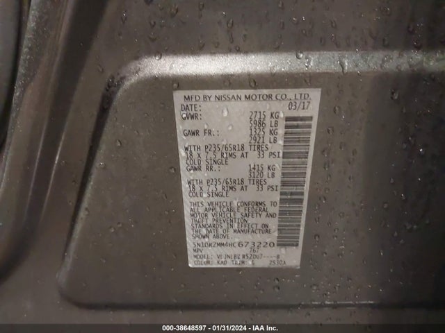 Nissan Pathfinder S 2017 5N1DR2MM4HC673220 Image 9