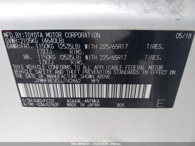 Toyota Rav4 Xle 2018 JTMRFREV0JJ742862 Image 9