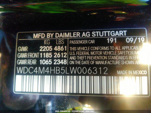 WDC4M4HB5LW006312 Mercedes-Benz Glb 250 4matic