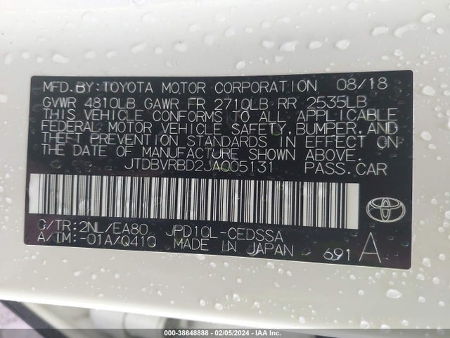 Toyota Mirai 2018 JTDBVRBD2JA005131 Image 9
