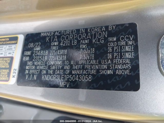 KNDCR3LE1P5043058 KIA Niro Ex Touring