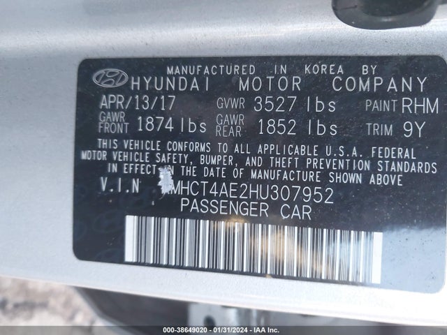 Hyundai ACCENT SE 2017 KMHCT4AE2HU307952 Image 9