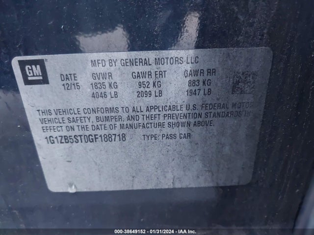 Chevrolet MALIBU LS 2016 1G1ZB5ST0GF188718 Image 9