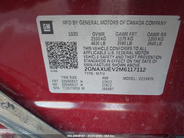 Chevrolet Equinox Awd Lt 2021 2GNAXUEV2M6117112 Image 9