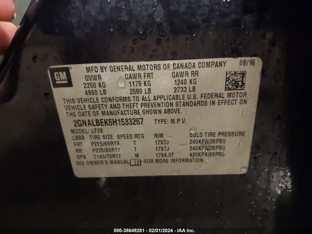 Chevrolet EQUINOX LS 2017 2GNALBEK6H1533267 Image 9