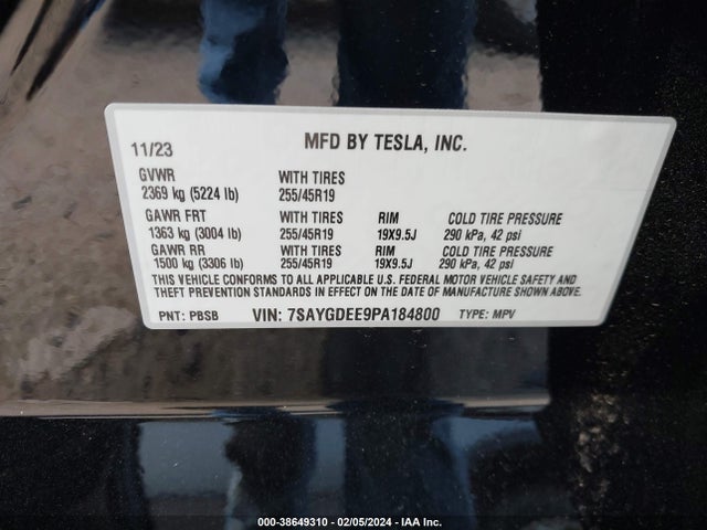 2023 TESLA MODEL Y 7SAYGDEE9PA184800 Photo 8