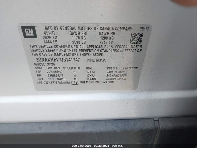 Chevrolet EQUINOX LS 2018 2GNAXHEV7J6141747 Image 9