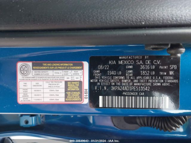 3KPA24AD1PE513542 KIA RIO S